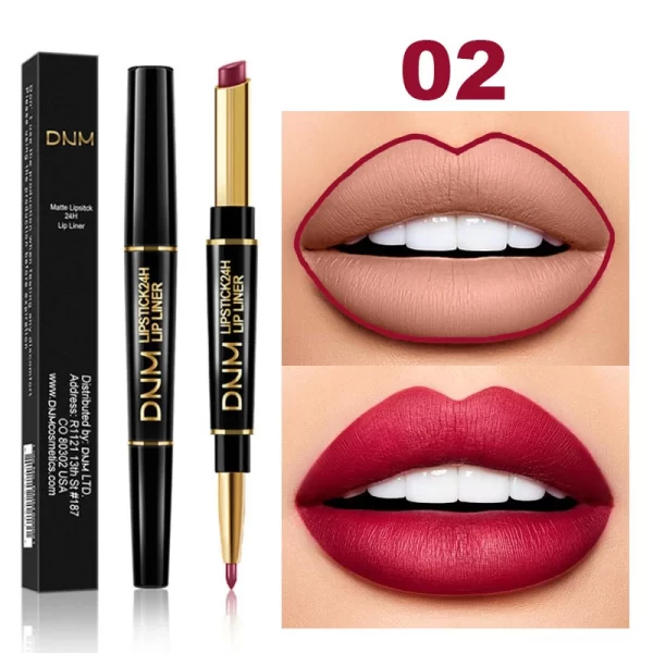 2 In 1 Matte Lipstick Pencil Double Head Lip Liner Pen Red Nude Long Lasting Waterproof Lady Charming Lip Pencil Makeup Tools - Image 17