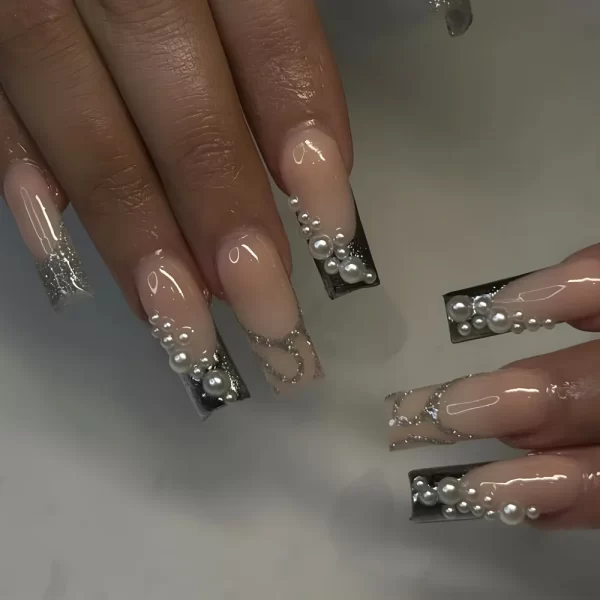 24pcs White French False Nails y2k White Star Ballerina Coffin Press on Nails Detchable Full Cover Fake Nails Tips For Girls - Image 9