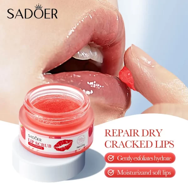 SADOER Fruit Lip Scrub Cream Moisturizing Lips Plumper Hydrating Nourishing Avocado Orange Strawberry Lip Mask Lipstick - Image 2