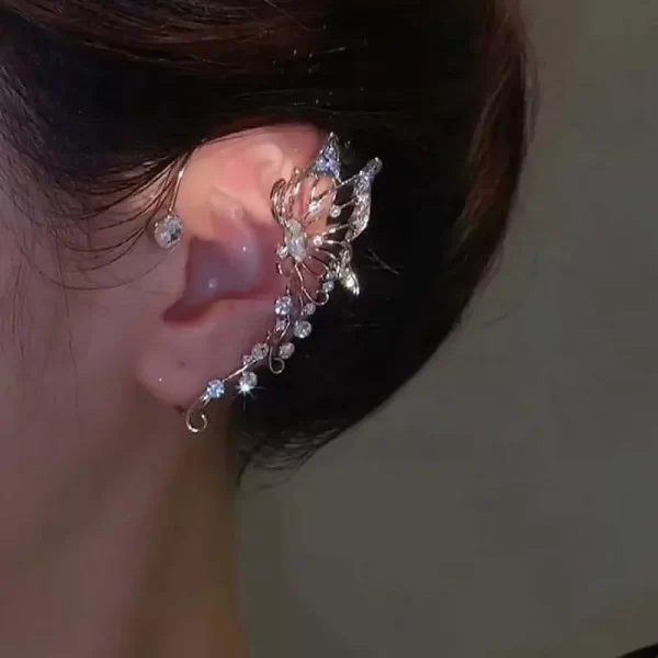 Korean Fashion Zircon Butterfly Elf Ear Cuff for Women Sparkling Zircon Crystal Without Piercing Clip Earrings Wedding Jewelry - Image 4