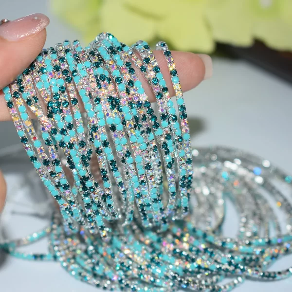50pcs/Set Fashion Gold Multiple Colour Crystal Rhinestone Elastic Bracelet Bangle Bling Wristband Women Wedding Bridal Jewelry - Image 44