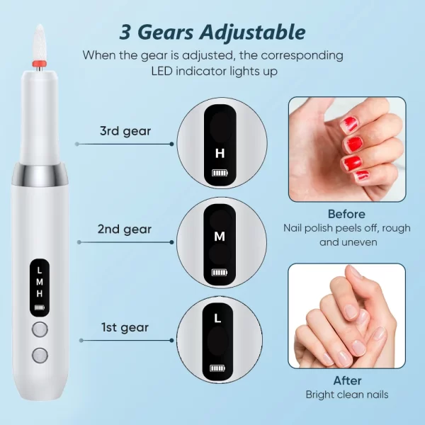 Electric Nail Polisher Drill Bits Professional Nails Grinding Polishing Dead Skin Removal Art Sanding File Pen Manicure Machine - Image 3