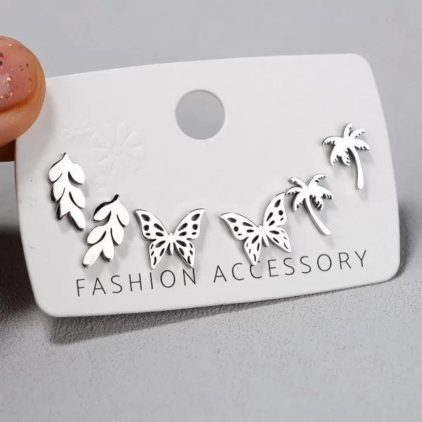 Stainless Steel Earrings Small Cute Butterfly Star Moon Heart Stud Earrings Set Punk Piercing Earing Women's Minimalist Jewelry - Image 17