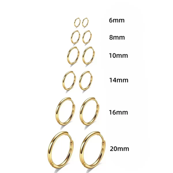 6/8/10/14/16/20mm Tiny Circle Stainless Steel Huggie Hoop Earrings for Women Men Anti-allergic Cartilage Piercing Loop Ring - Image 5