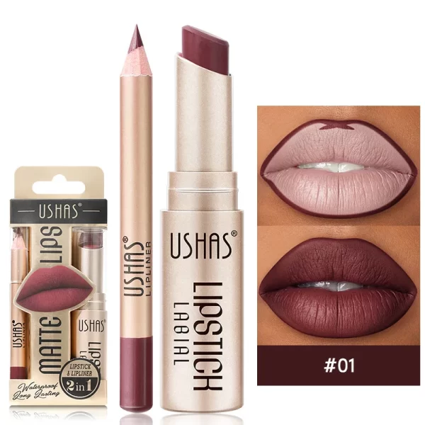 2 In 1 Matte Lipstick Set Lip Liner Waterproof Long Lasting Lip Gloss Cosmetics For Women Sexy Durable Luxury Korean Makeup