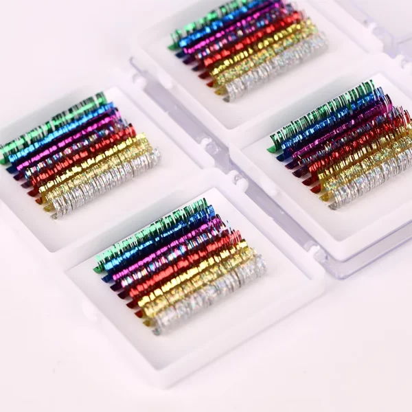 New Fashion Shiny Colorful Lash Individual Holographic Tinsel Eyelash Extension Lashes Colored Christmas Party Tinsel Eyelashes - Image 6
