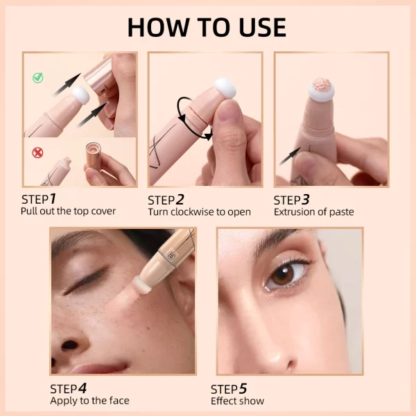 QIBEST Liquid Concealer Matte Flawless Waterproof Foundation Cream With Cushion Applicator Concealing Eye Dark Circle Cosmetics - Image 6