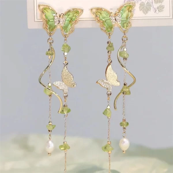 Elegant Red Zircon Butterfly Drop Earrings for Women Temperament Sweet Metal Bow Earrings Fashion Girl Jewelry Accessories - Image 7