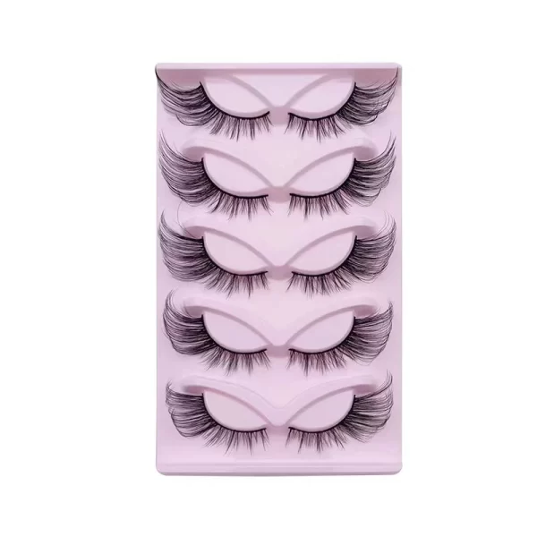 5 Pairs Fox Eye Lashes 24mm Wispy Faux Mink Lashes Fluffy Cat Eye Lashes Extensions False Eyelashes - Image 7