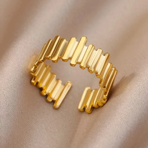 Stainless Steel Rings For Women Men Gold Color Hollow Wide Open Ring Female Male Fashion Wedding Party Finger Jewelry Gift 2024 - Image 33