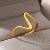 Stainless Steel Rings for Women Waterproof Open Gold Color Ring Wedding Couple Band Jewelry Gifts Free Shipping Items anillos - Image 3