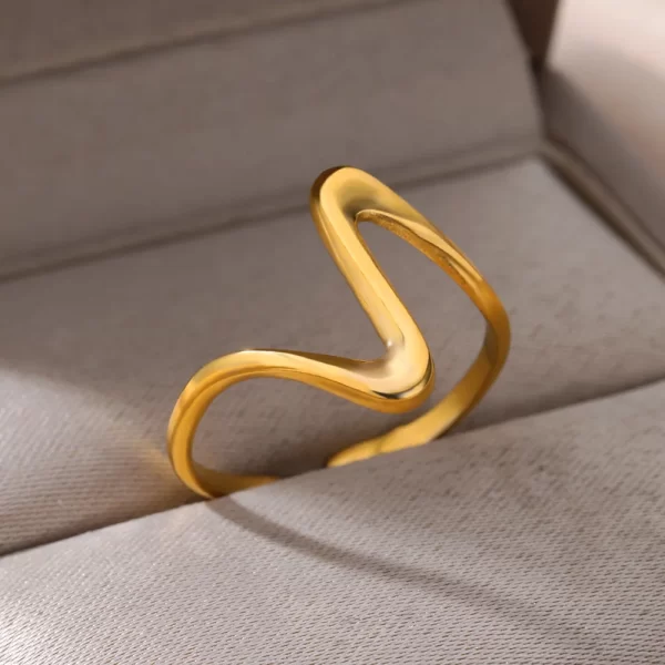 Stainless Steel Rings for Women Waterproof Open Gold Color Ring Wedding Couple Band Jewelry Gifts Free Shipping Items anillos - Image 3