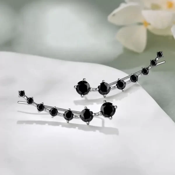 1 Pair Seven Star Crystals Leaf Shape Ear Climber Stud Earrings Alloy Ear Cuff Hook Ear Climbers For Women Girls Jewelry Gifts - Image 4