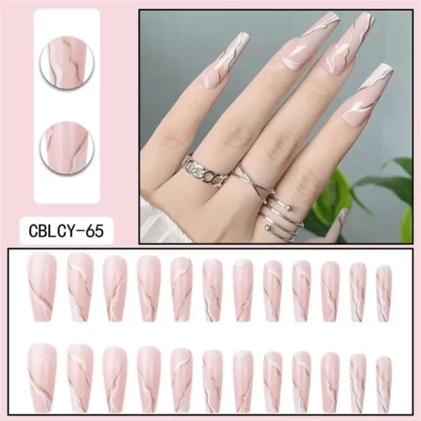 Long Ballet French Nail Art White Fake Nails Manicure Press On Nails False With Designs Artificial Wearing Reusable - Image 14
