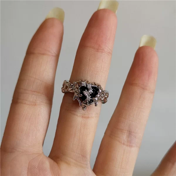 Gothic Punk Red Crystal Spider Star Geometric Irregular Heart Open Ring For Men Women Halloween Y2K EMO Jewelry Accessories Gift - Image 8