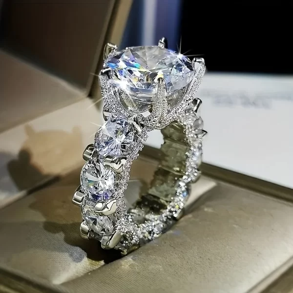 Hot Selling Silver Plated Rings For Women Square Cubic Zircon Jewelry Wedding Engagement Ring Wholesale Size 6-10 - Image 2