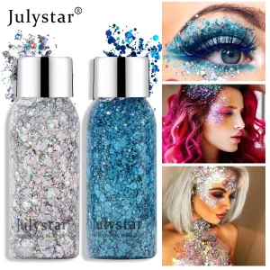 Julystar glitter eye shadow liquid face body sequin gel liquid eye shadow stage makeup 10 colors