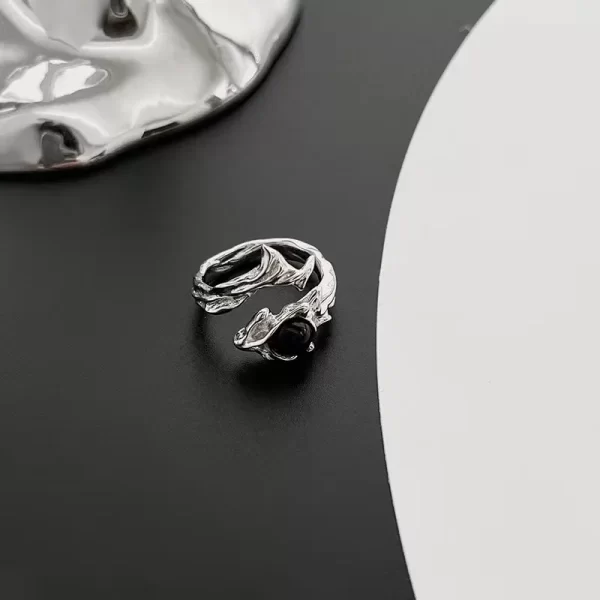 Irregular Black Geometry Liquid Metal Open Adjustable Silver Color Ring For Women Men Cool Trend Punk Jewelry Y2K Accessories - Image 3