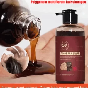 300ml Herbal Natural Polygonum Multiflorum Shampoo Plant Liquid Grey White Hair Removal Turn Permanent Black Hair Growth Care