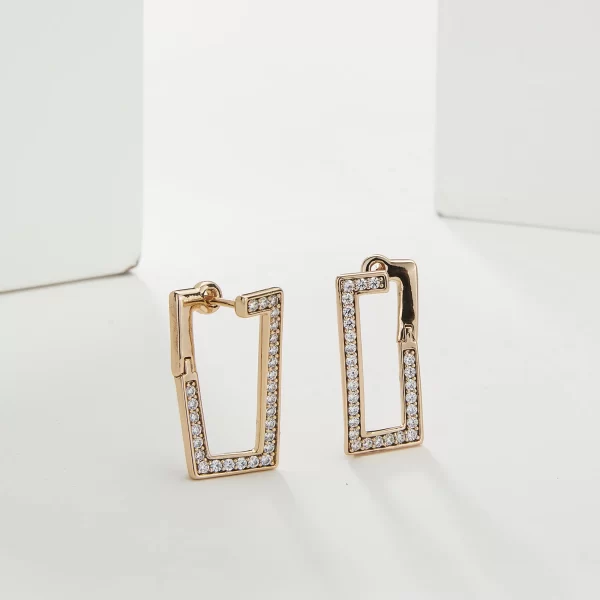 Gold Color Geometry Simple Stud Earrring Quality Copper S-shaped Design Small Natural Zircon Clip Earring Russia Trendy Jewelry - Image 9