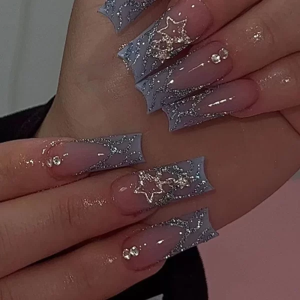 24Pcs Pink Butterfly Design False Nails Extra Long Coffin Fake Nails Wearable French Ballet Press on Nails Full Cover Nail Tips - Image 5