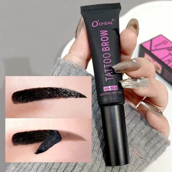 Peel Off Dye Eyebrow Gel Set Semi-Permanent Lasting Eyebrow Tattoo Tint Waterproof Tearing Off Brow Cream with Brow Cards Brush - Image 6