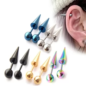 2pcs 16G 316L Stainless Steel Spike Stud Earrings For Women Men,Screw Back Daith Cartilage Tragus Conch Helix Piercing Jewelry