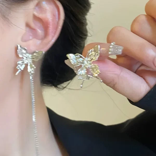 Irregular Liquid Metal Butterfly Necklace Silver Color Butterfly Pendant Adjustable stainless steel Chain Punk Hiphop Jewelry - Image 6
