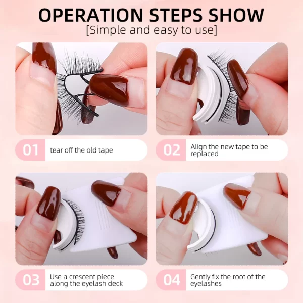 Glue free pair of false eyelashes can be re-used full eyelash tape. Naturally elongated 3 seconds Wear without glue and eyelashe - Image 6