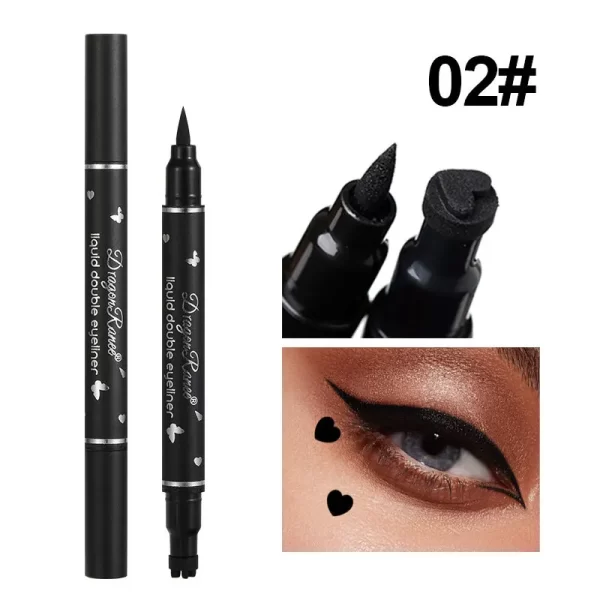 Dragon Ranee Double head Star Seal Eyeliner waterproof non-smudging novice heart plum embellished eye tail eyeliner - Image 10