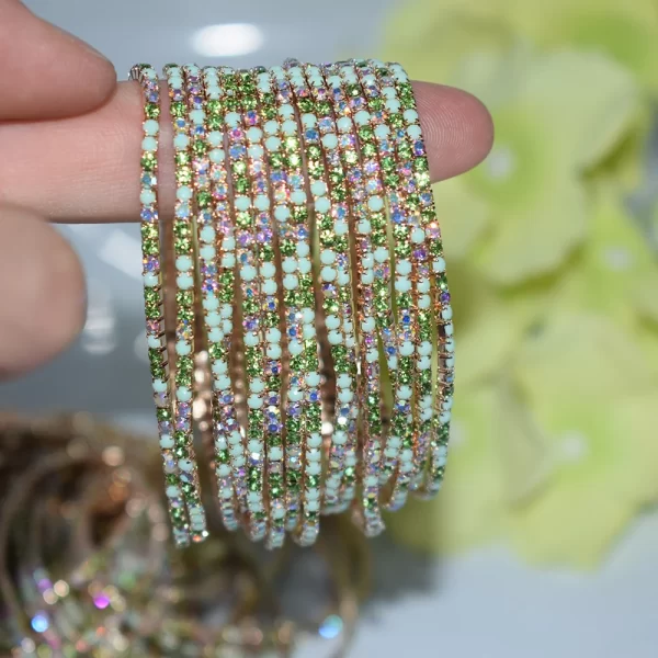 50pcs/Set Fashion Gold Multiple Colour Crystal Rhinestone Elastic Bracelet Bangle Bling Wristband Women Wedding Bridal Jewelry - Image 26