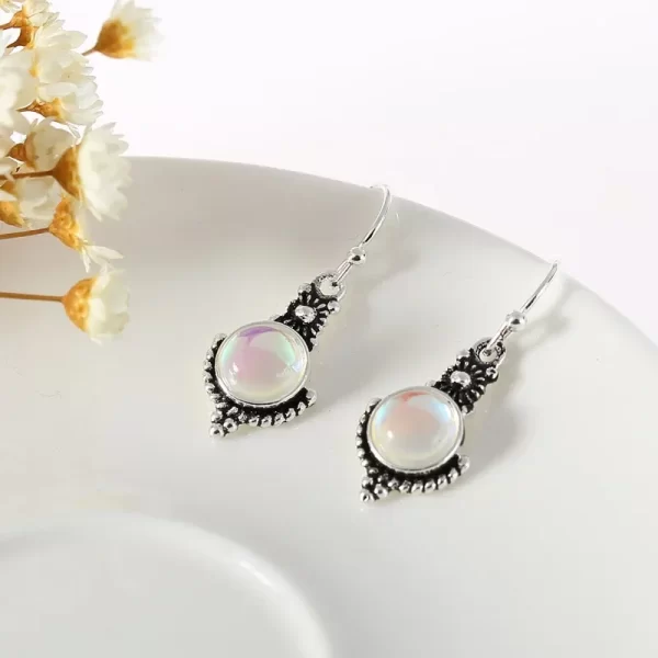 Delysia King Women Rainbow Moonstone Jewelry Vintage Earrings Ethnic Tribal Antique Eardrop - Image 3