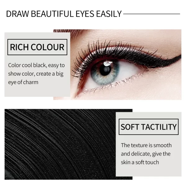 Miss Rose Black Long-Lasting Eye liner Pen Makeup 24-Hour Waterproof Gel Eye Shadow Eyeliner Pencil Kajal Eye Shimmer Cosmetics - Image 3