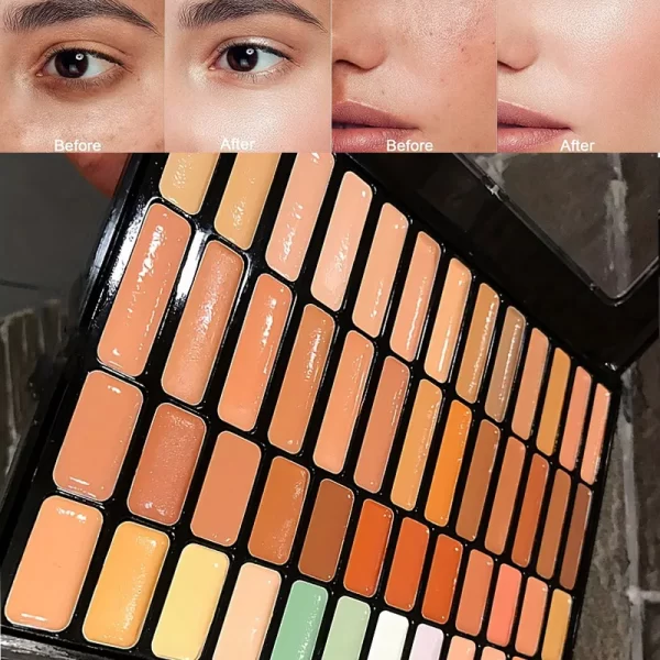 50 Colors Professional Makeup Concealer Palette with Brush Black Eye Circle Correction Facial Long Lasting Contouring Cosmetics - Image 2