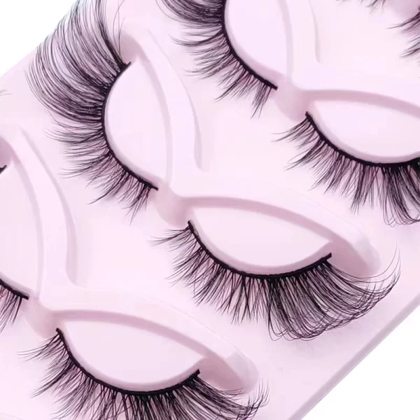 5 Pairs Fox Eye Lashes 24mm Wispy Faux Mink Lashes Fluffy Cat Eye Lashes Extensions False Eyelashes - Image 4