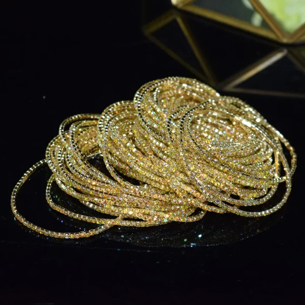 50pcs/Set Fashion Gold Multiple Colour Crystal Rhinestone Elastic Bracelet Bangle Bling Wristband Women Wedding Bridal Jewelry - Image 30