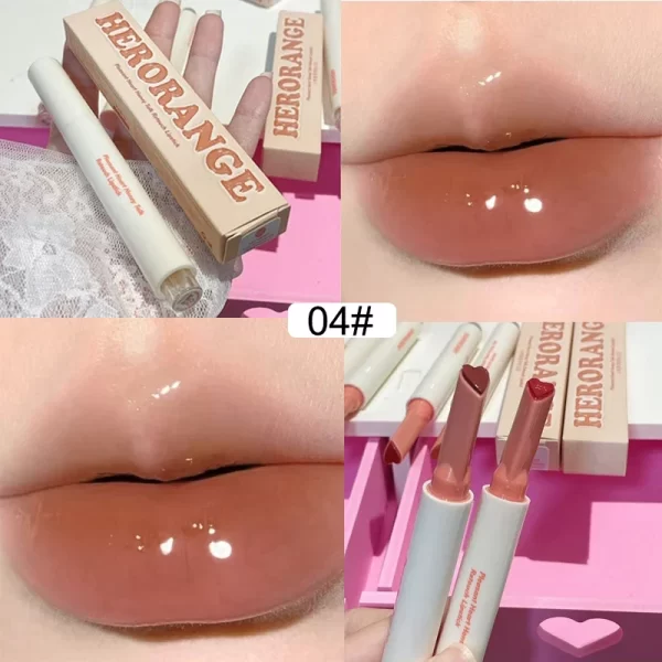 Mirror Glass Solid Lip Glaze Water Light Heart Shape Lipstick Pen Clear Oil Jelly Lip Gloss Korean Tint Makeup Girl Cosmetics - Image 7