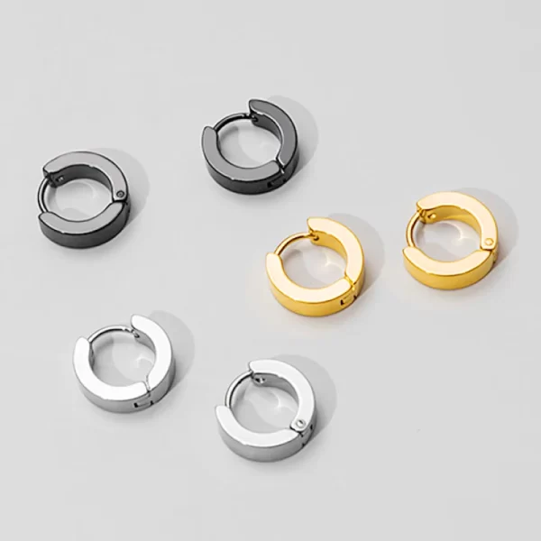 1 Pair Men Women Punk Stainless Steel Ear Circle Earring Simple Ear Buckle Gothic Fashion Jewelry Hot Selling Pop Jewelry - Image 4