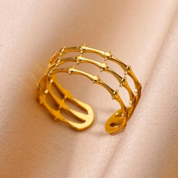 Stainless Steel Rings For Women Men Gold Color Hollow Wide Open Ring Female Male Fashion Wedding Party Finger Jewelry Gift 2024 - Image 26