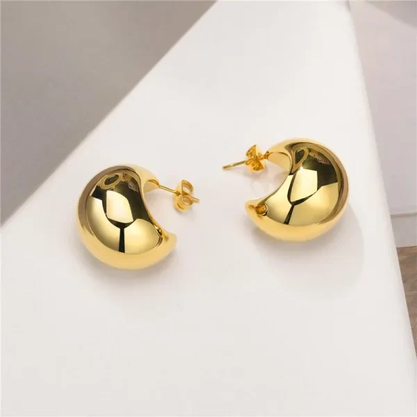 Stainless Stee Oversize Chunky Round Circle Clip Earring for Women Gold Plated C Shape Ear Cuff Stud Tube Thick Earclips Jewelry - Image 12
