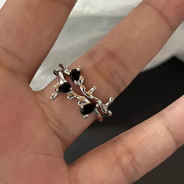 Y2K Crystal Rings Kpop Heart Adjustable Ring Irregular Geometry Punk Vintage Rings Set for Women Girls New Fashion Jewelry - Image 4