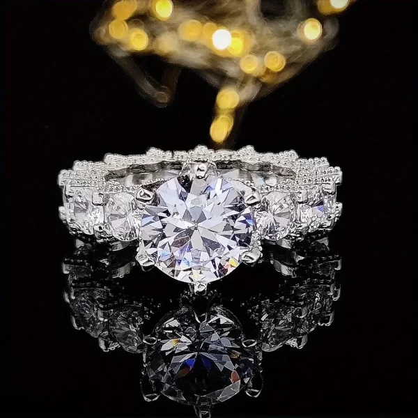 Hot Selling Silver Plated Rings For Women Square Cubic Zircon Jewelry Wedding Engagement Ring Wholesale Size 6-10 - Image 3