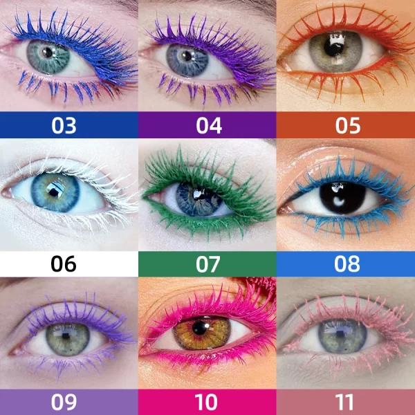 Vibrant Rainbow Color Mascara - 11 Waterproof Shades, Long-Lasting Curl Extension, Ink Formula for Dual-Eyeliner Effect - Quick - Image 6