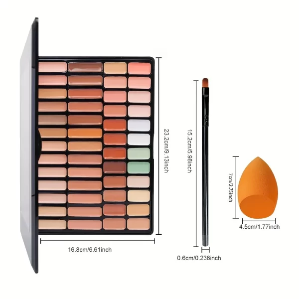 50 Colors Professional Makeup Concealer Palette with Brush Black Eye Circle Correction Facial Long Lasting Contouring Cosmetics - Image 6
