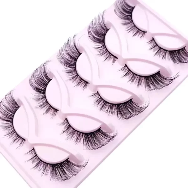 5 Pairs Fox Eye Lashes 24mm Wispy Faux Mink Lashes Fluffy Cat Eye Lashes Extensions False Eyelashes - Image 3