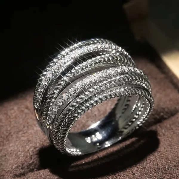 Luxury Cross Bridal Marriage Rings Special-interested Dazzling Crystal CZ Stone Simple Stylish Women Trendy Jewelry Rings r6566 - Image 2