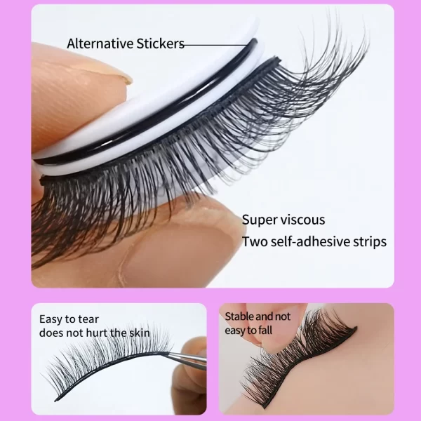 Self Adhesive Eyelashes Glue-Free Reusable 3d Wispy Thick Natural Lashes Makeup Fake Eyelashes - Image 5