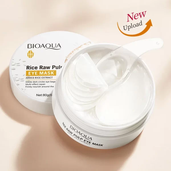 60pcs BIOAQUA White Rice Collagen Eye Mask Anti Dark Circles Eyes Bags Remover Firming Moisturizing Eye Patches Skin Care - Image 2
