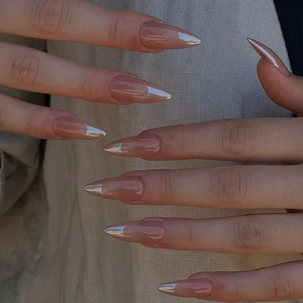 Wine Red Fake Nail Tips Long Pointed Head Glossy Press on Nails Wearable Full Cover INS Gradient Color False Nail Tips 24pcs - Image 12