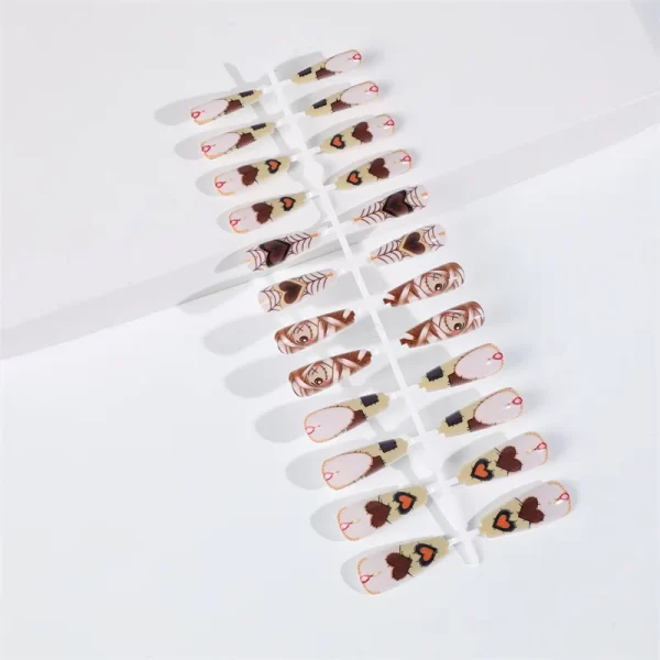 3D fake nails press on faux ongles capsule long french coffin tips cute boy heart designs DIY manicure supplies false nail kit - Image 3